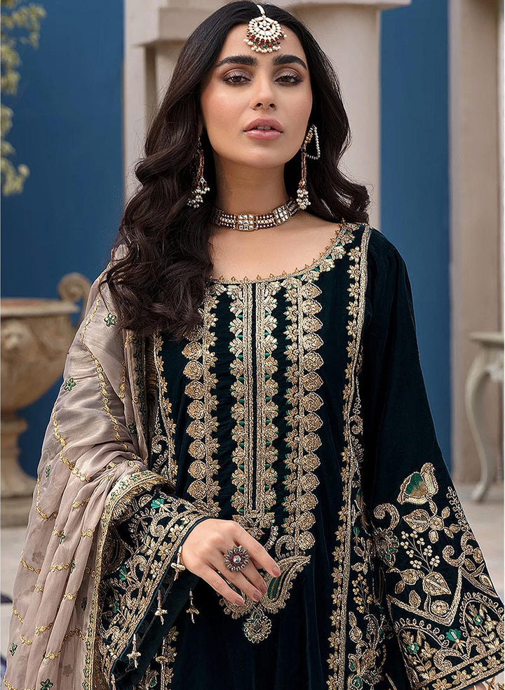 Designer Faux Georgette Suit | Thread Embroidery & Sequance with Net Dupatta