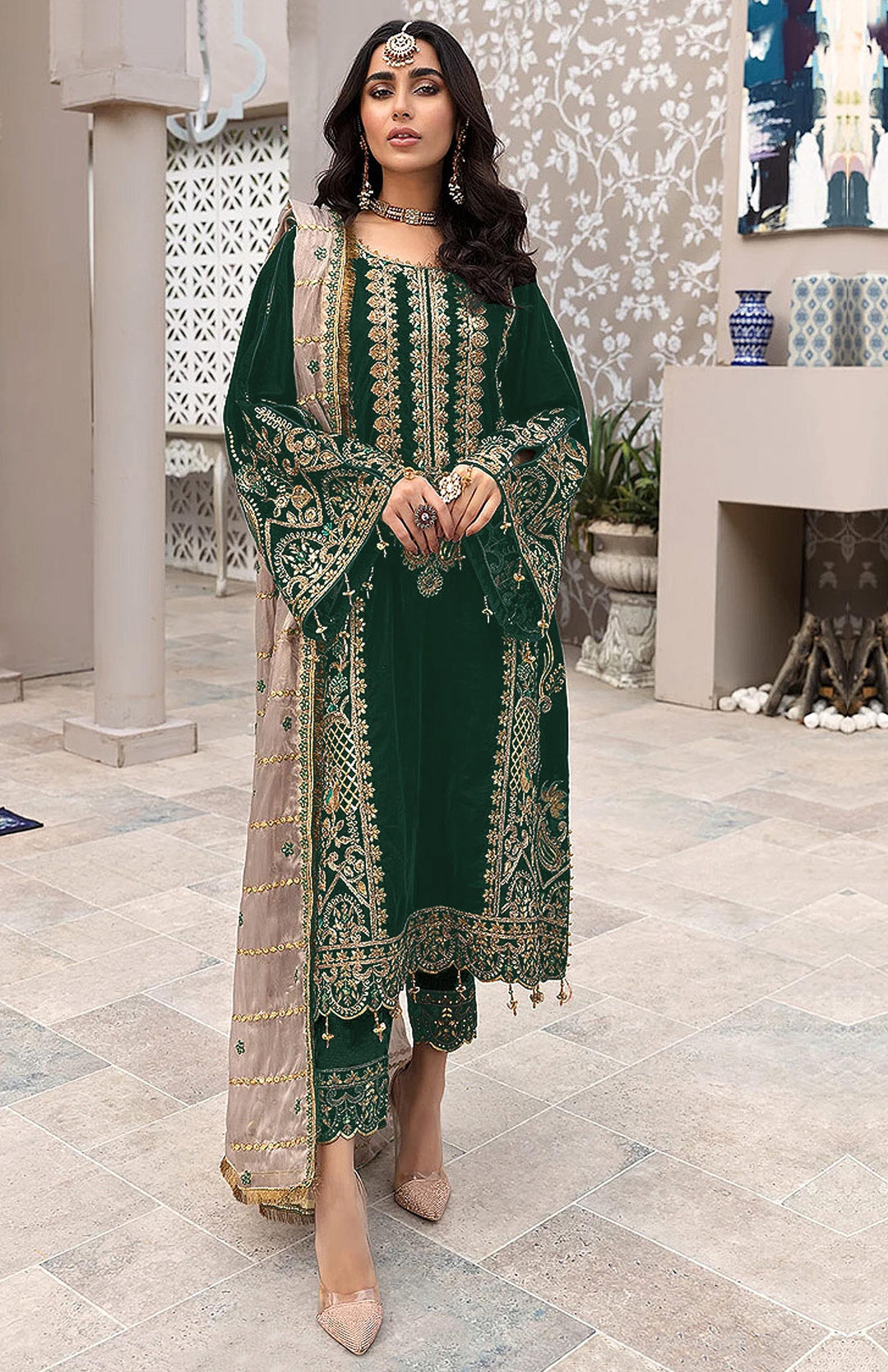 Designer Faux Georgette Suit | Thread Embroidery & Sequance with Net Dupatta