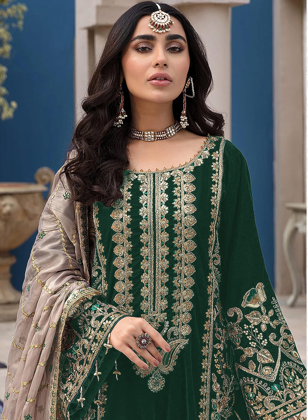 Designer Faux Georgette Suit | Thread Embroidery & Sequance with Net Dupatta