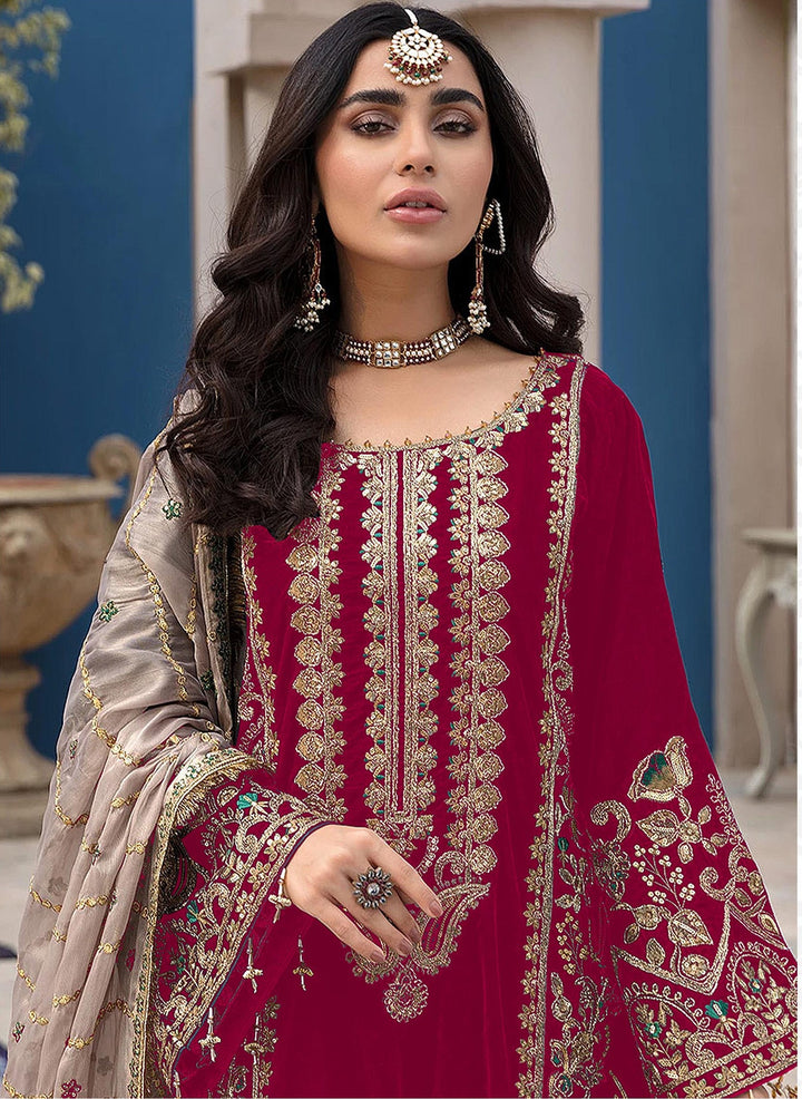 Designer Faux Georgette Suit | Thread Embroidery & Sequance with Net Dupatta