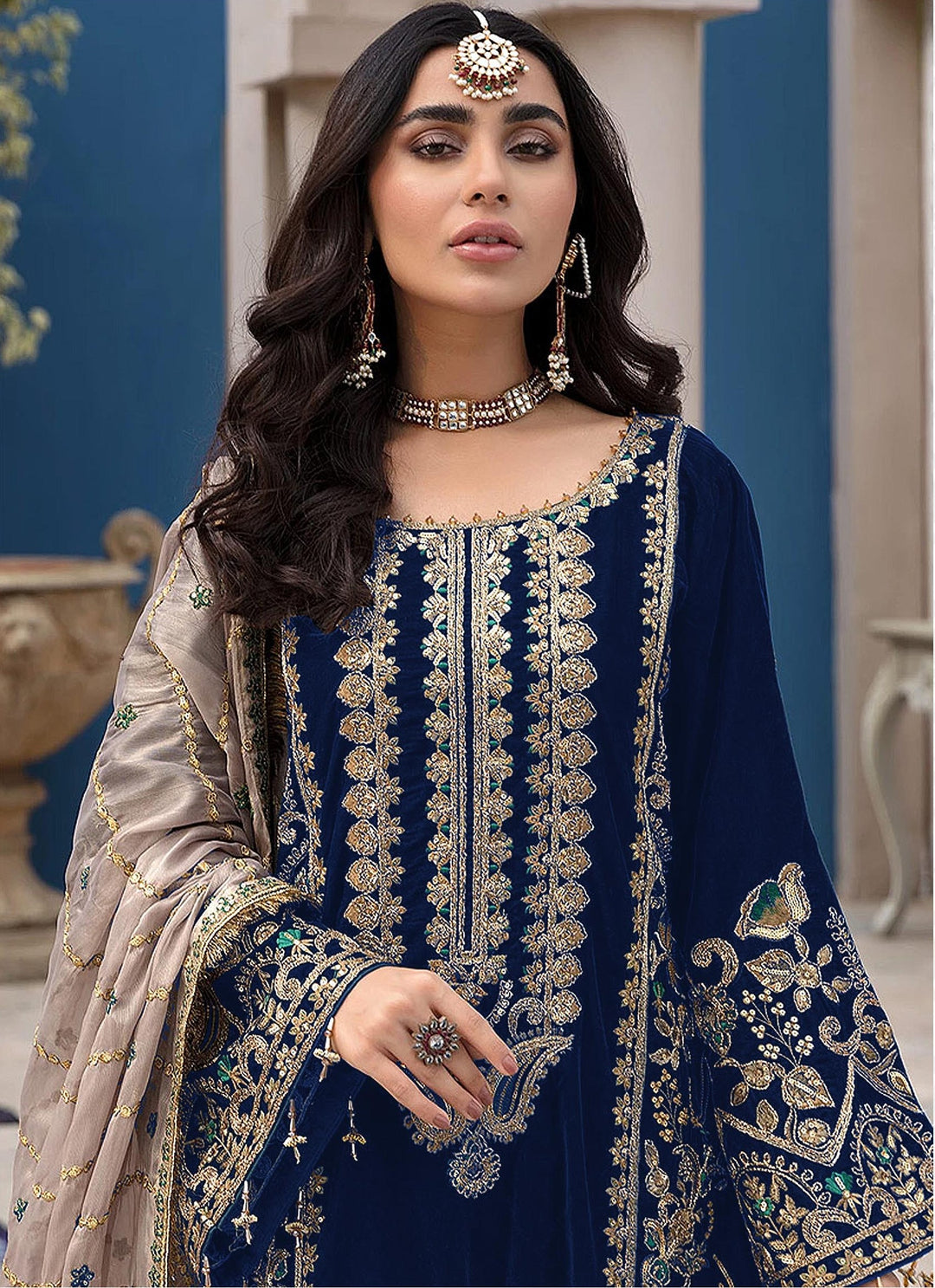 Designer Faux Georgette Suit | Thread Embroidery & Sequance with Net Dupatta