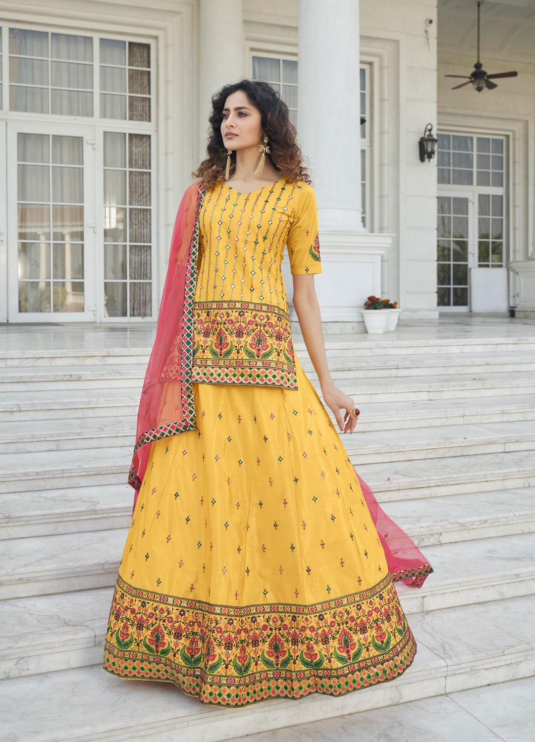 Breathtaking Yellow Chinon Chiffon Lehenga | Unmatched Beauty for Grand Occasions