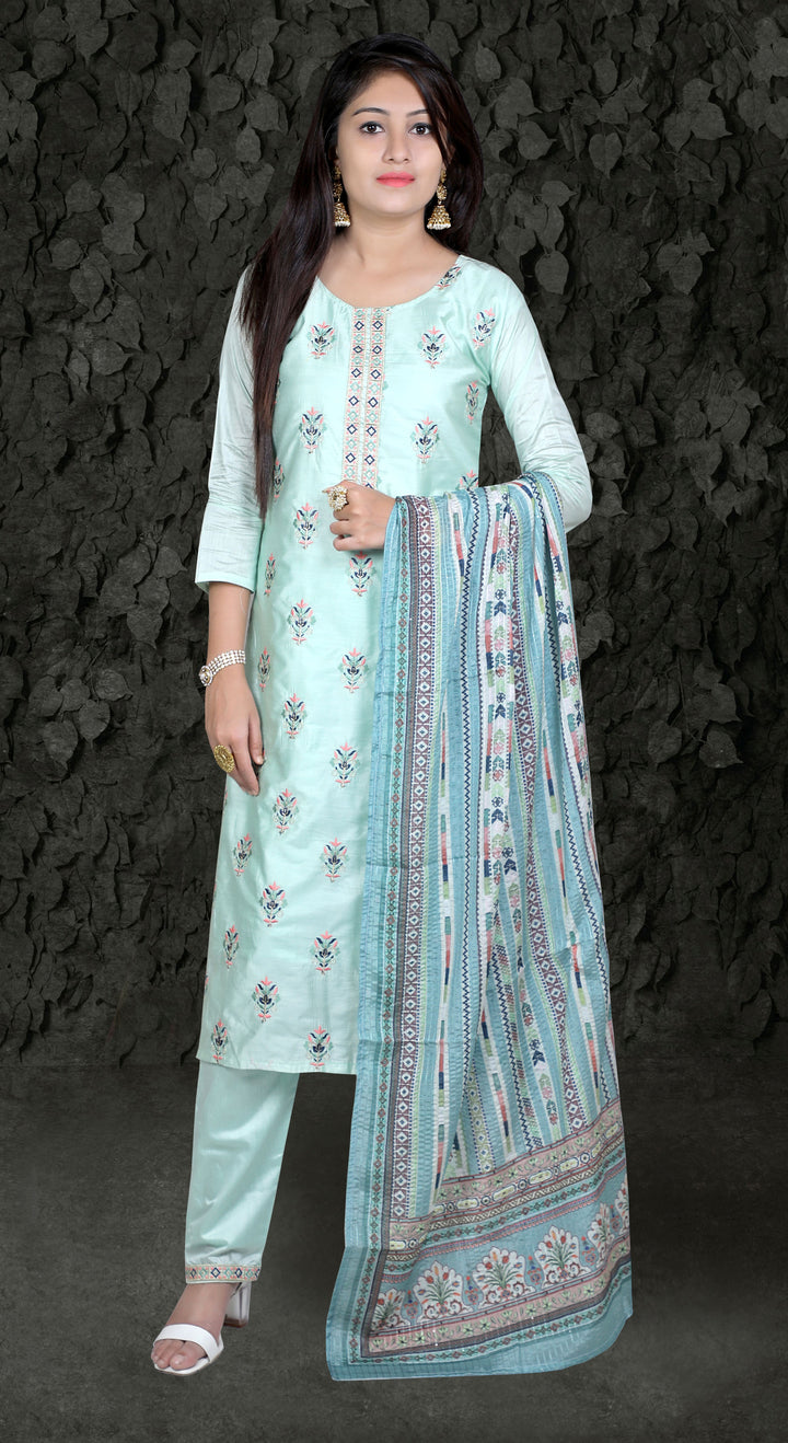 Readymade Chanderi Silk Suit | Embroidery Work with Art Silk Dupatta