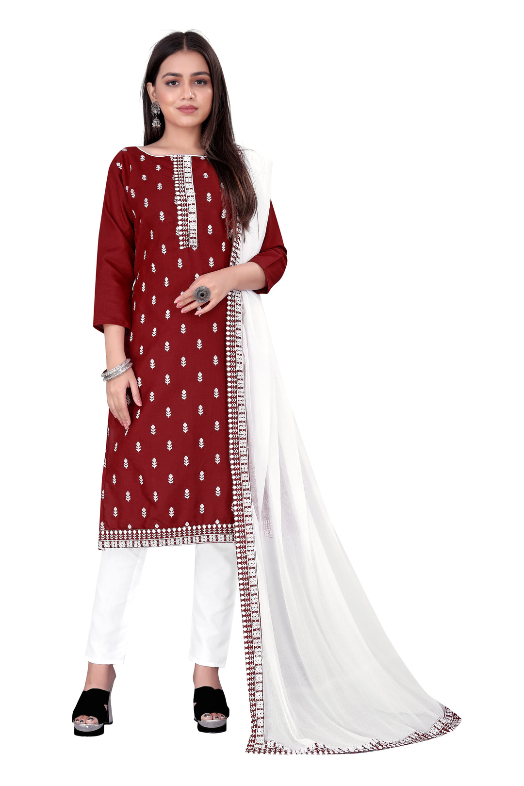 Stylish Cotton Slub Kurti Set | Comfortable Casual Wear with Nazmin Dupatta