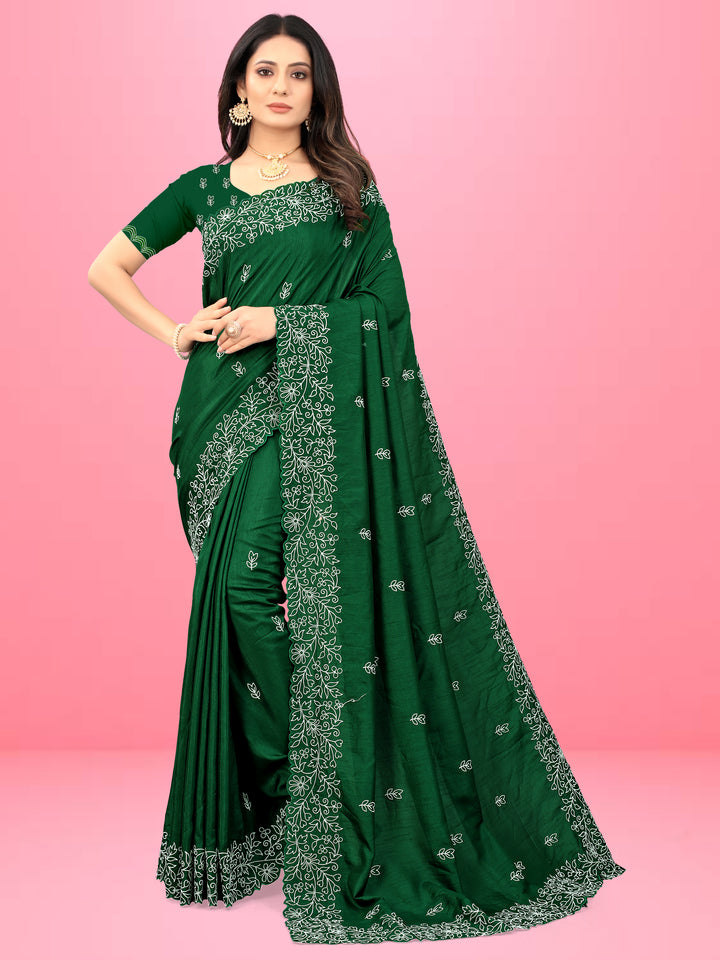 Designer Heavy Embroidery Dola-Silk Saree | Traditional Wedding & Party Wear