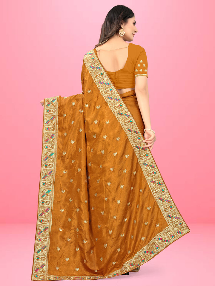 Designer Heavy Embroidery Crackle-Silk Saree | Traditional Wedding Party Wear