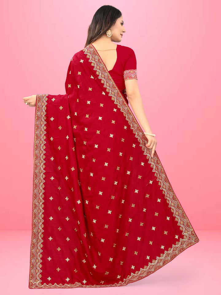 Designer Heavy Embroidery Dola-Silk Saree | Traditional Wedding Party Wear