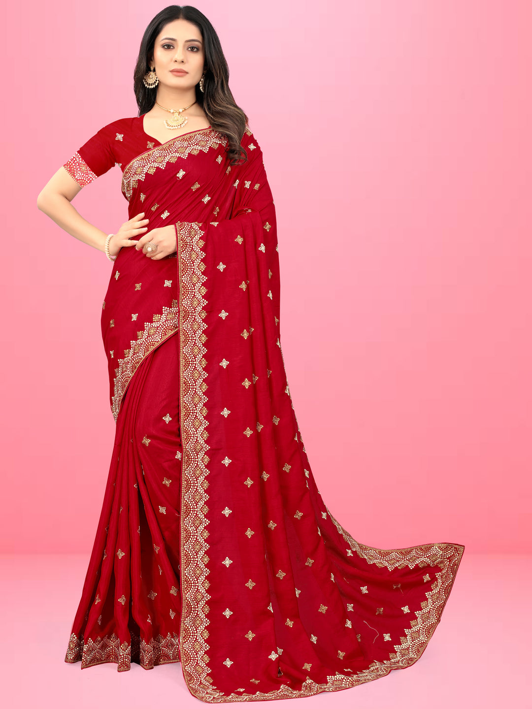 Designer Heavy Embroidery Dola-Silk Saree | Traditional Wedding Party Wear