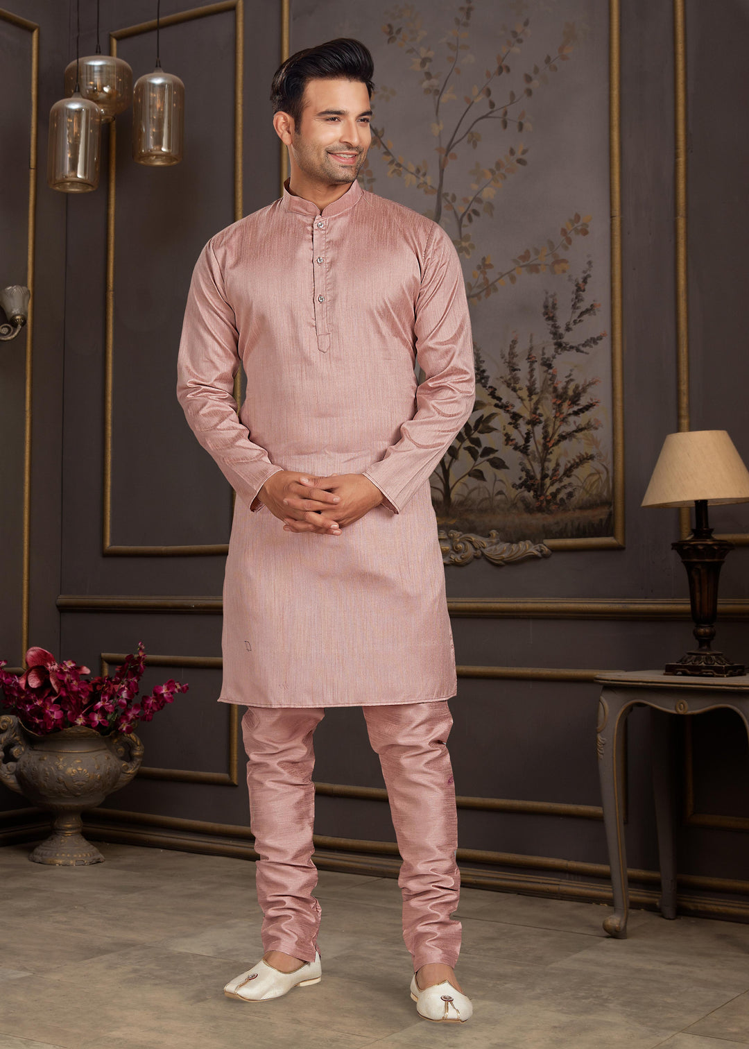 Malai Silk Kurta with Estela Silk Jacket | Thread & Mirror Embroidery Work