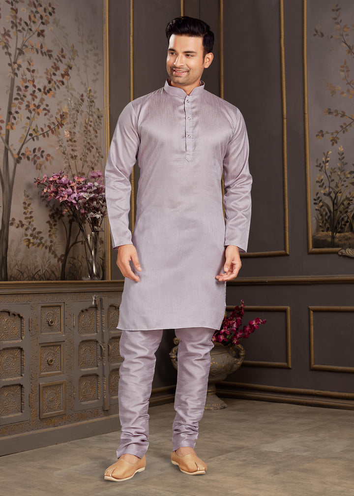 Malai Silk Kurta with Estela Silk Jacket | Thread & Mirror Embroidery Work