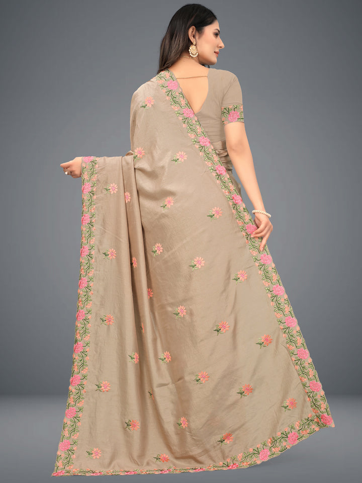 Dola-Silk Saree with Heavy Embroidery | Traditional Wedding Party Attire