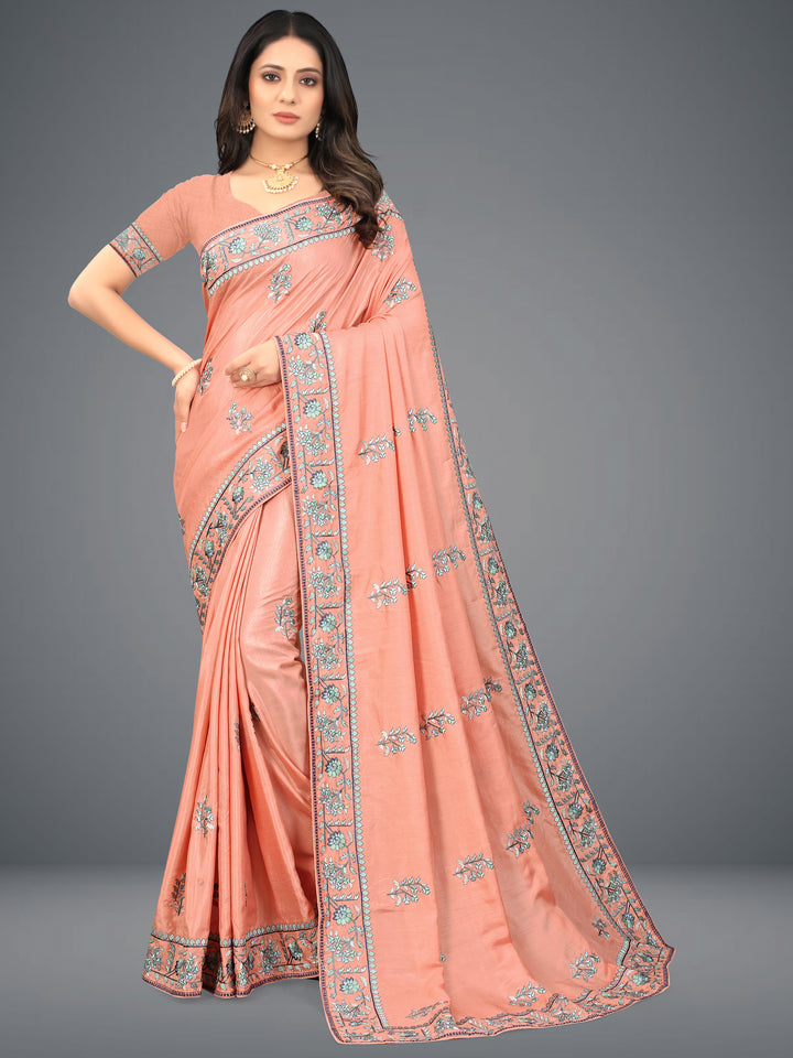 Dola-Silk Heavy Embroidery Saree | Traditional Wedding Party Festive Wear