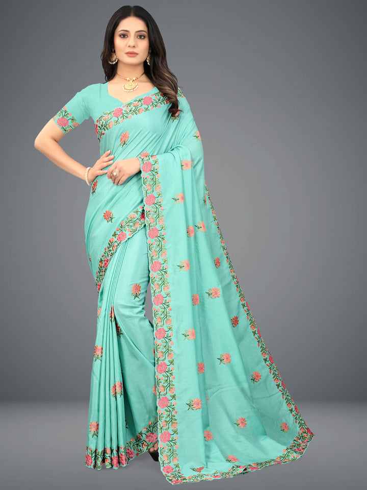 Heavy Embroidery Dola-Silk Saree | Traditional Wedding Party Wear | Ceremonial