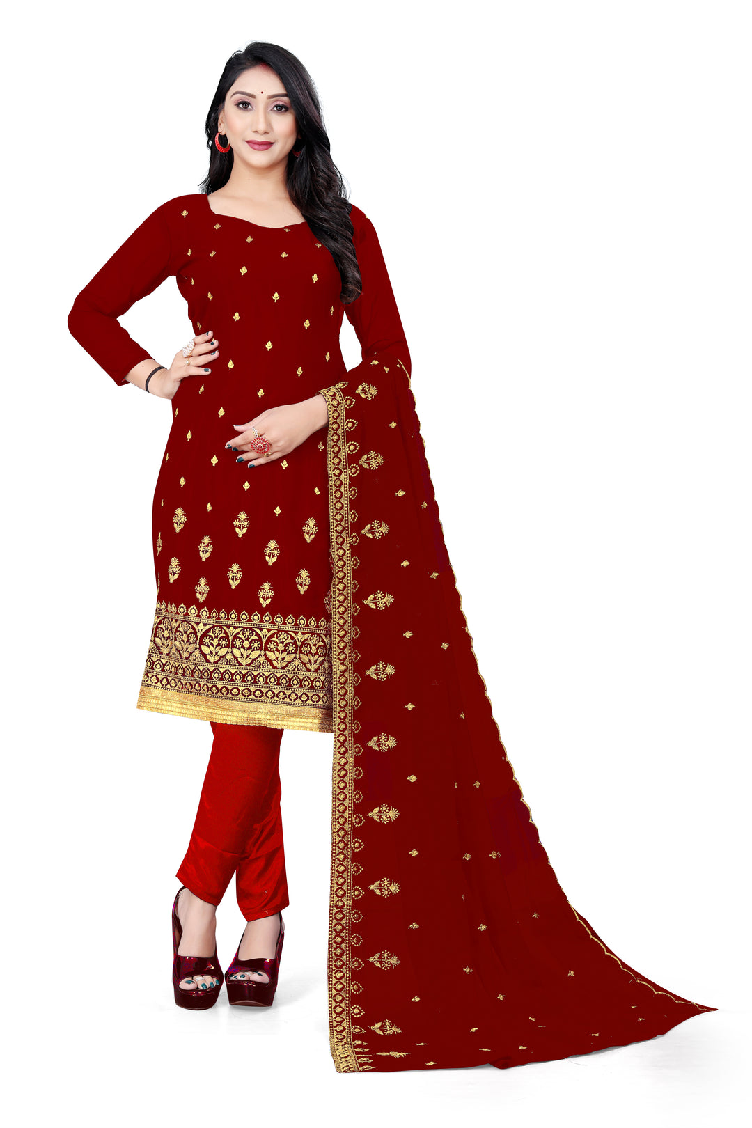 Georgette Salwar Suit | Santoon Bottom with Designer Jari Embroidery for festive events