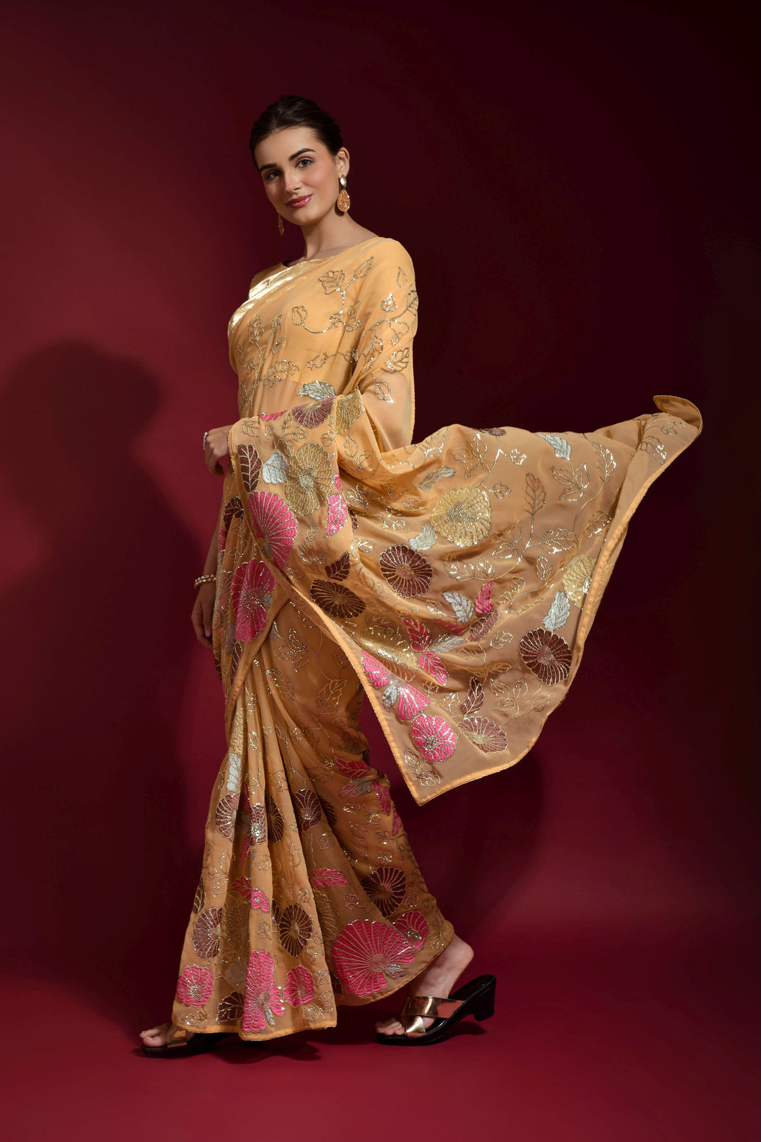 Georgette Saree with Sequance Embroidery | Banglori Blouse | Wedding & Party Wear