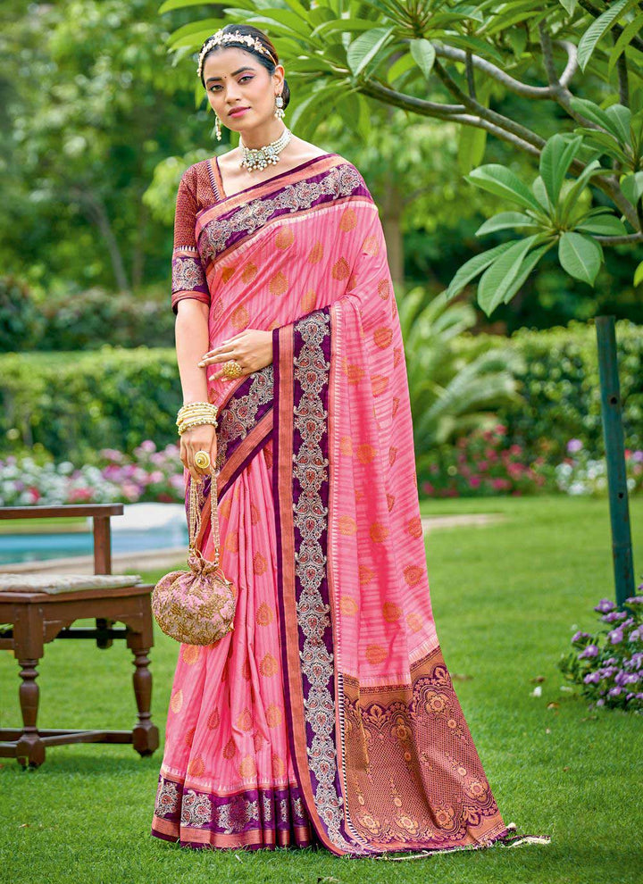 Designer Silk Saree with Wevon-Jari Work | Traditional Wedding & Party Wear