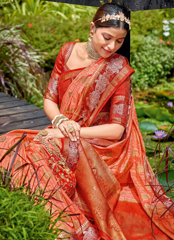 Designer Silk Saree with Wevon-Jari Work | Traditional Wedding & Party Wear