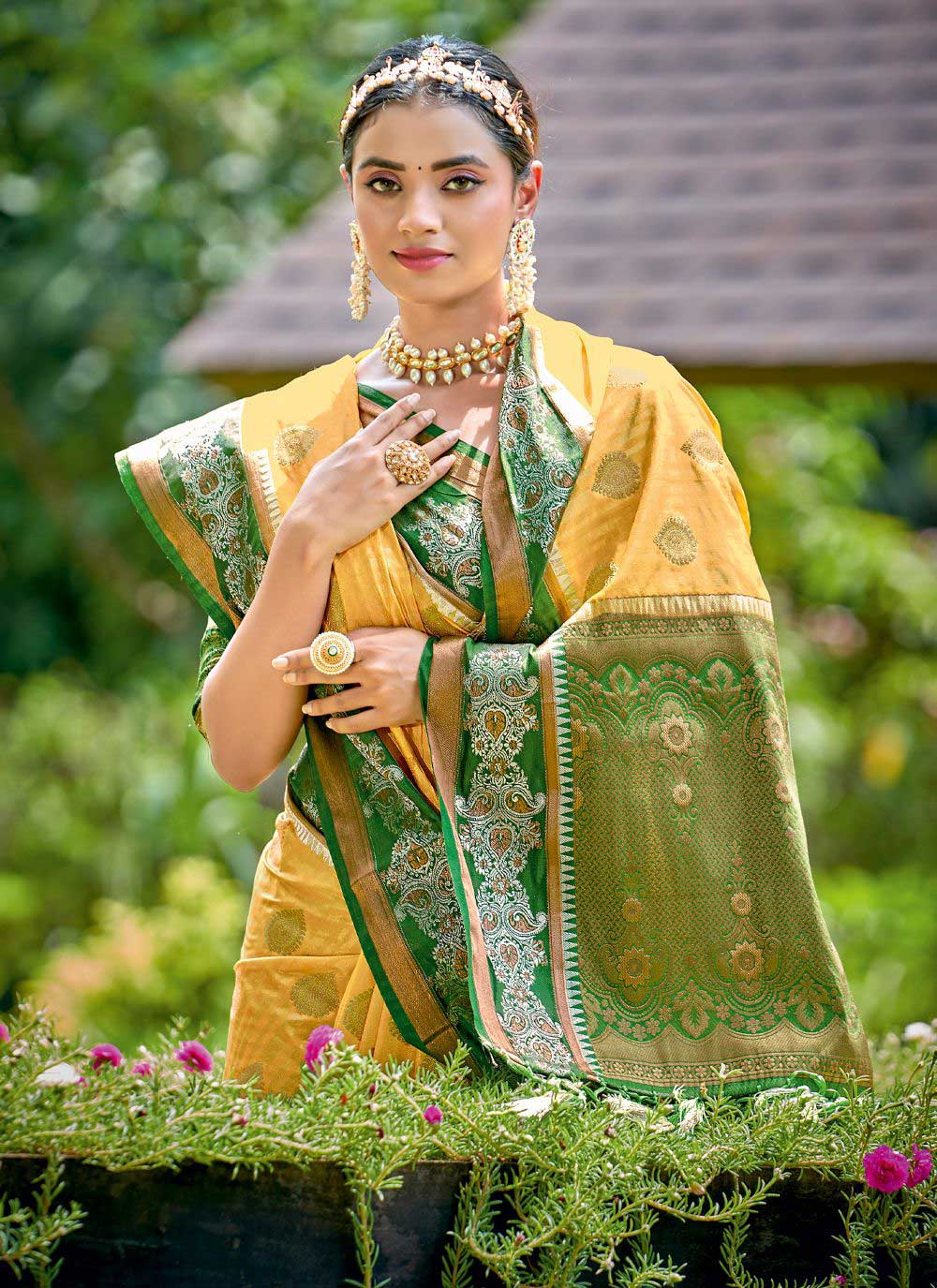 Designer Silk Saree with Wevon-Jari Work | Traditional Wedding & Party Wear