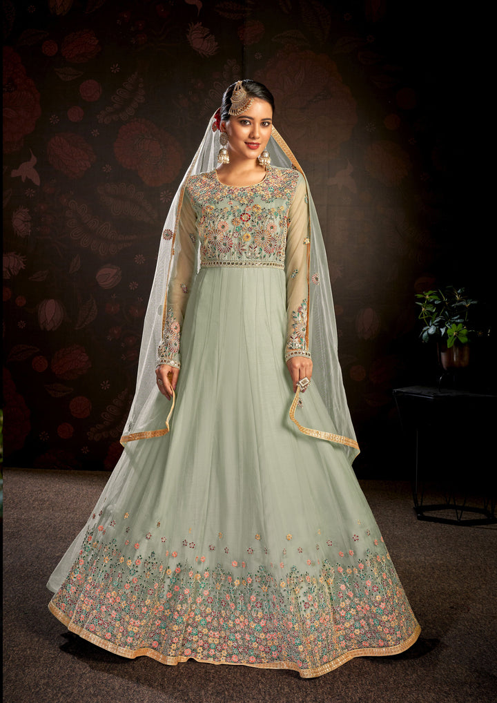 Designer Anarkali Suit | Butterfly Net Fabric & Heavy Embroidery for Festive Wear