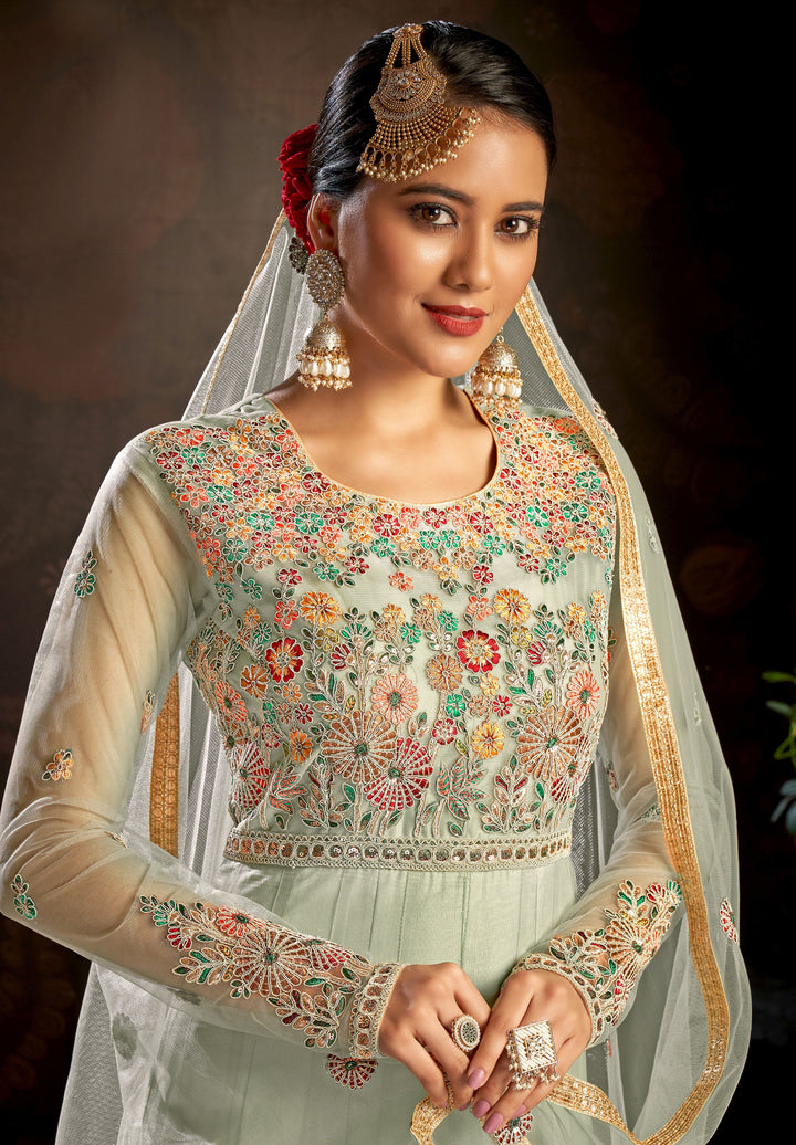 Designer Anarkali Suit | Butterfly Net Fabric & Heavy Embroidery for Festive Wear