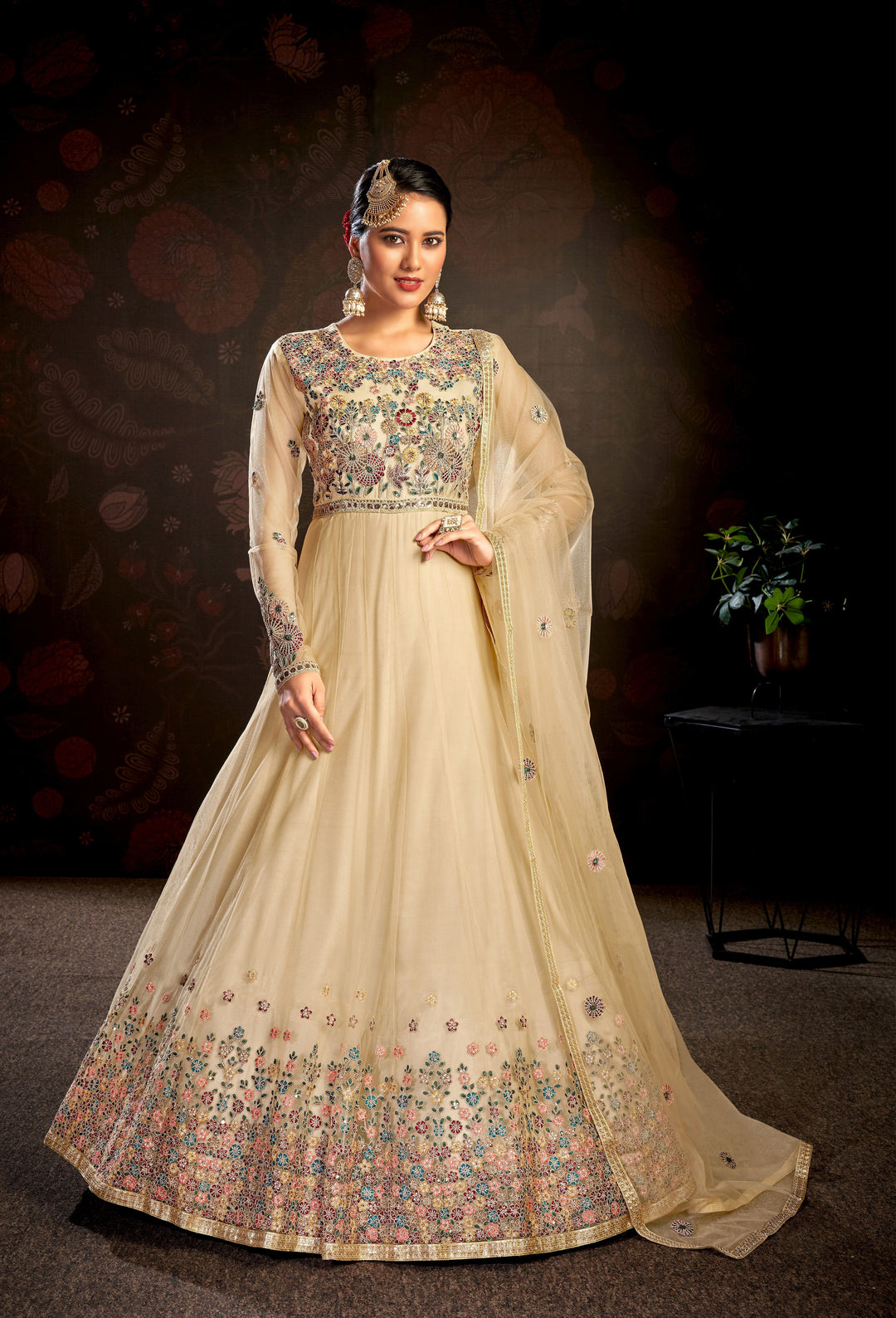 Designer Anarkali Suit | Butterfly Net Fabric & Heavy Embroidery for Festive Wear