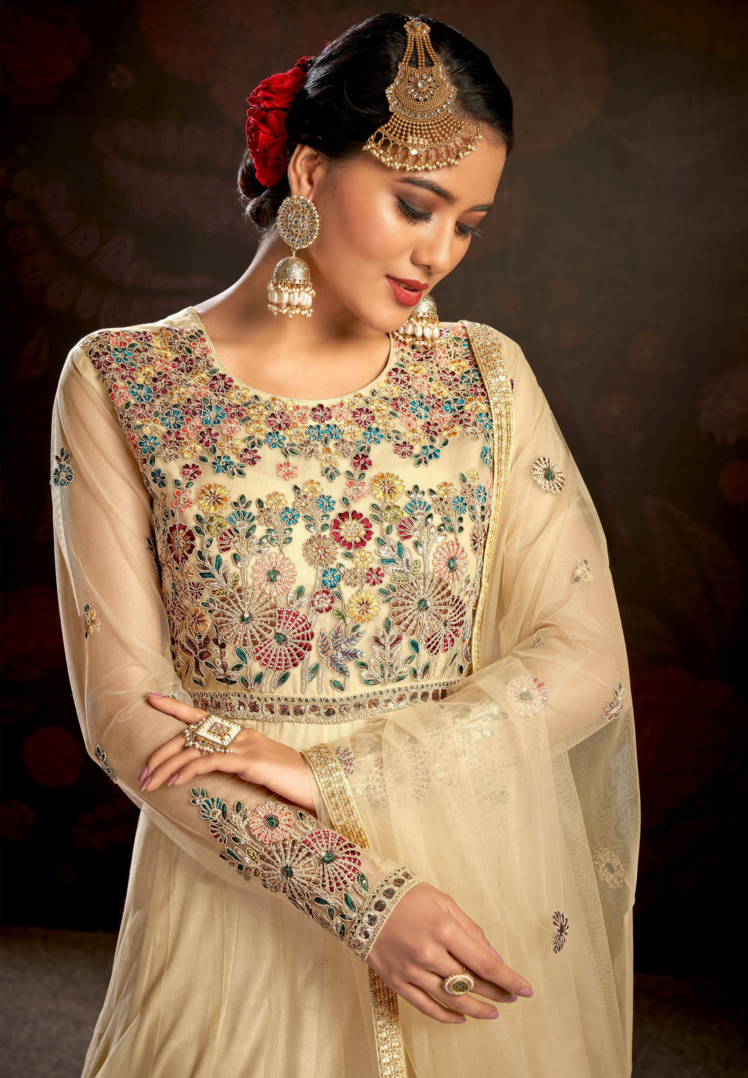 Designer Anarkali Suit | Butterfly Net Fabric & Heavy Embroidery for Festive Wear