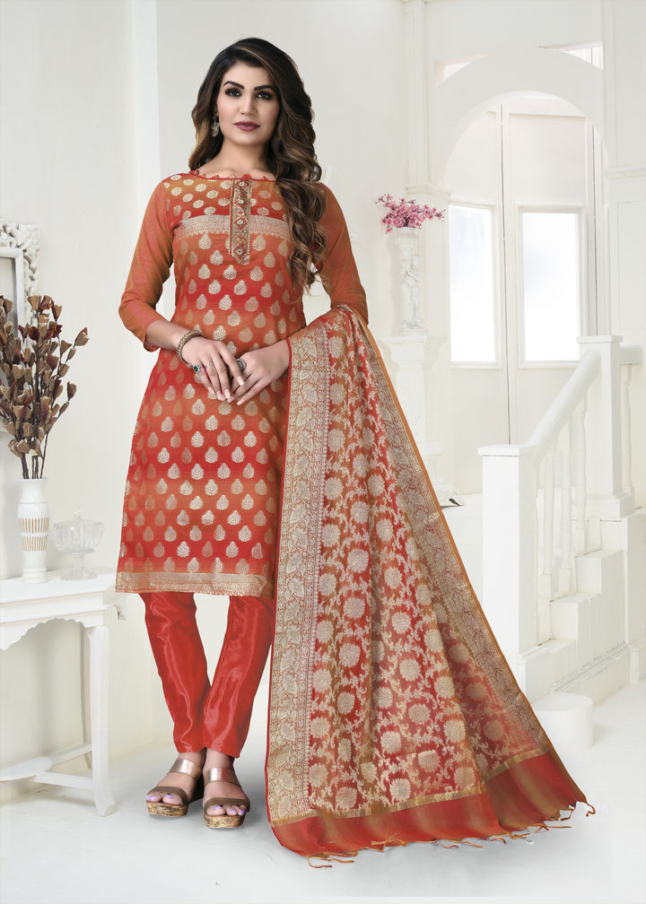 Banarasi Silk Designer salwar Suit | Elegant Santoon & Jacquard Dupatta Set