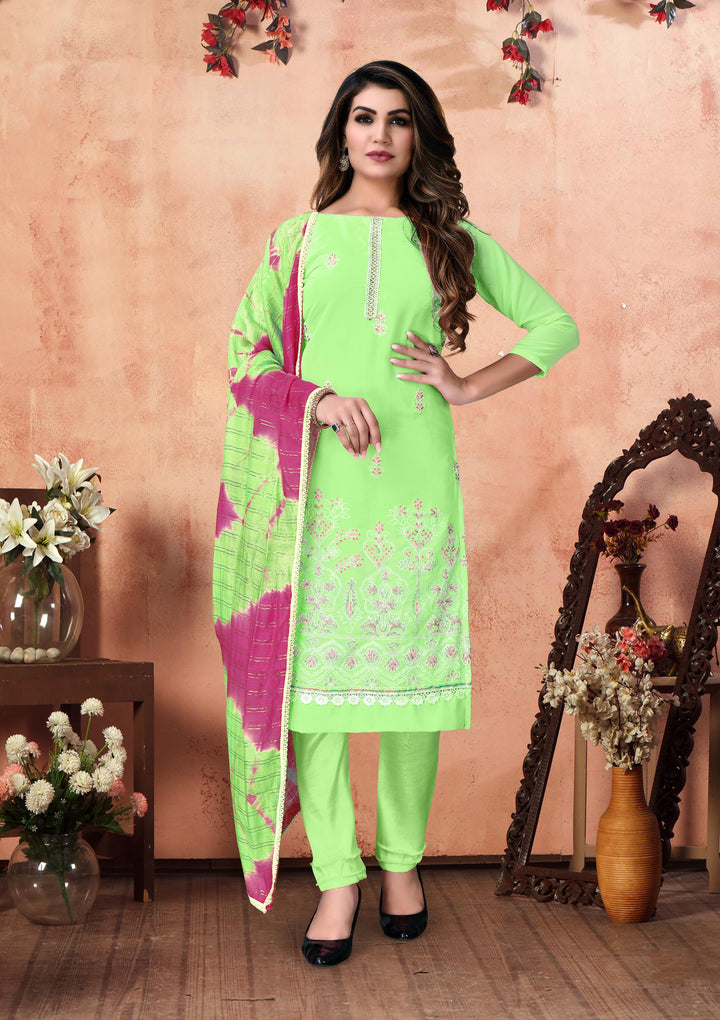 Mint Green Georgette salwar Suit | Designer Embroidery with Santoon Bottom & Dupatta