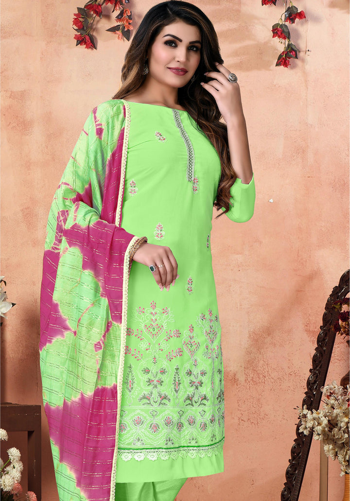 Mint Green Georgette salwar Suit | Designer Embroidery with Santoon Bottom & Dupatta