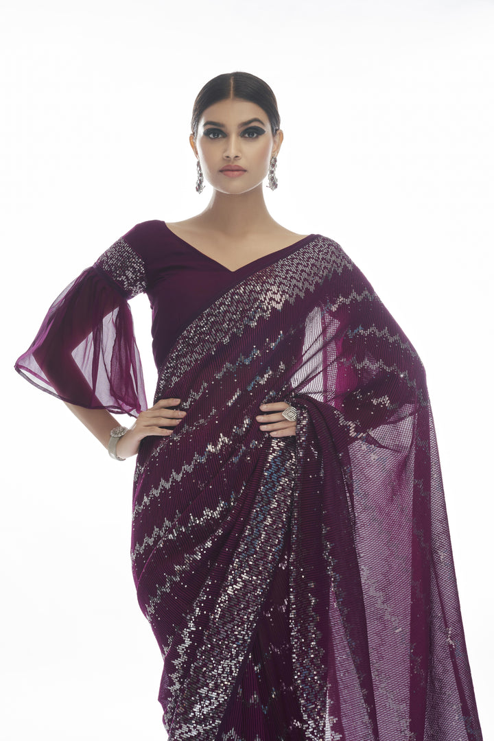 Designer Georgette Saree | Embroidered Thread & Sequins | Traditional Wear