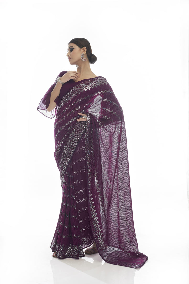 Designer Georgette Saree | Embroidered Thread & Sequins | Traditional Wear