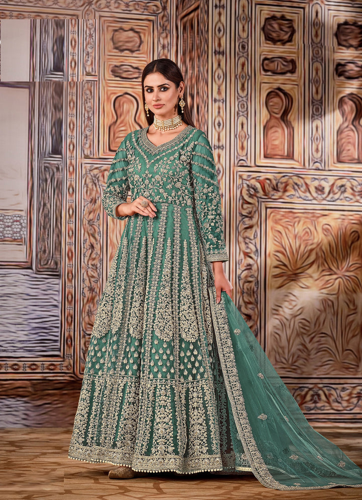 Butterfly Net Anarkali Suit | Heavy Coading, Sequins, and Hand Work with Dupatta