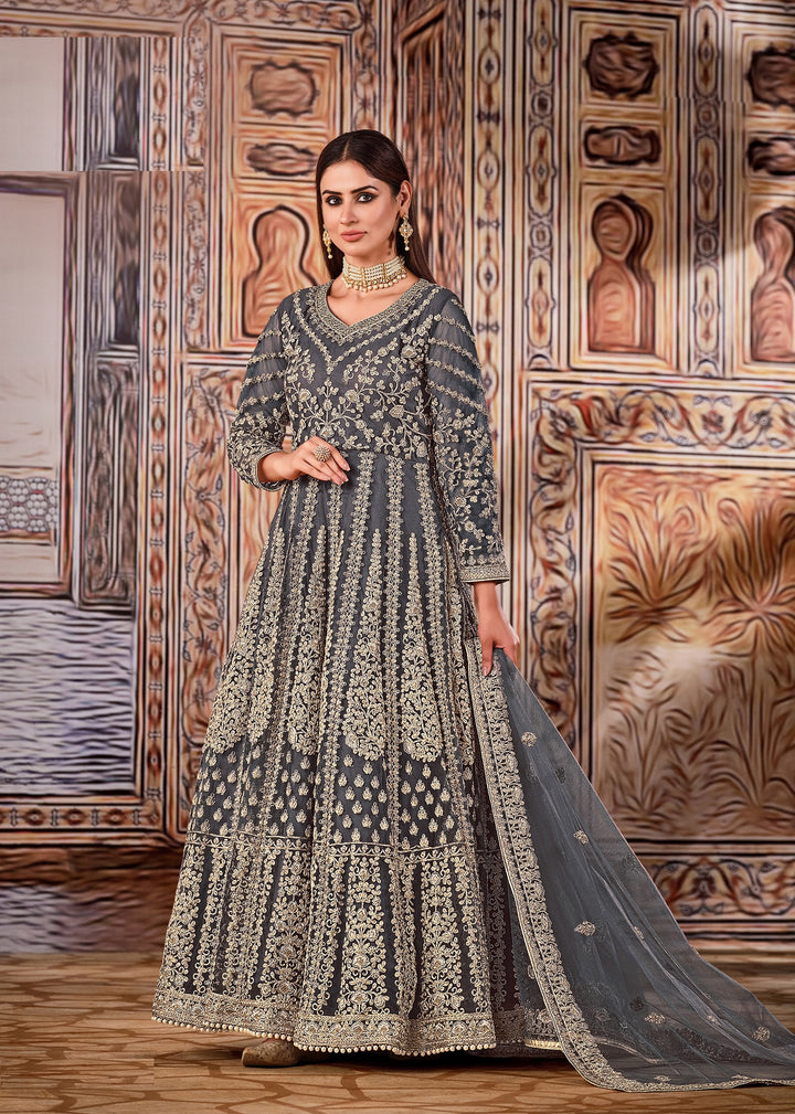 Butterfly Net Anarkali Suit | Heavy Coading, Sequins, and Hand Work with Dupatta