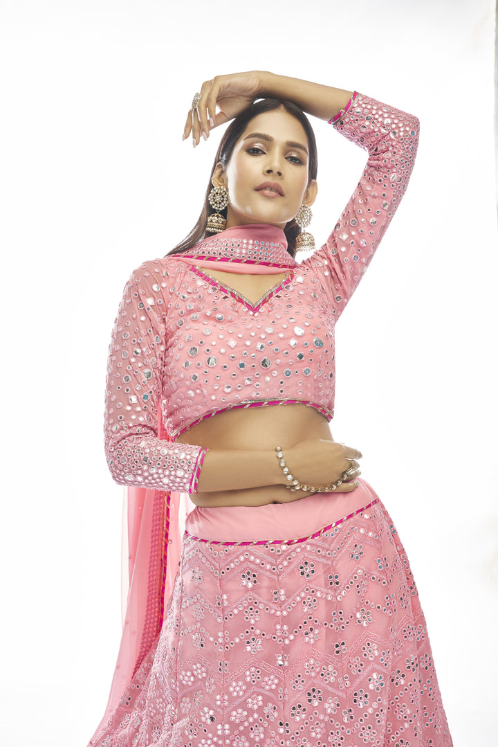 Designer Baby Pink Georgette Lehenga Choli | Perfect for Weddings & Festive Events