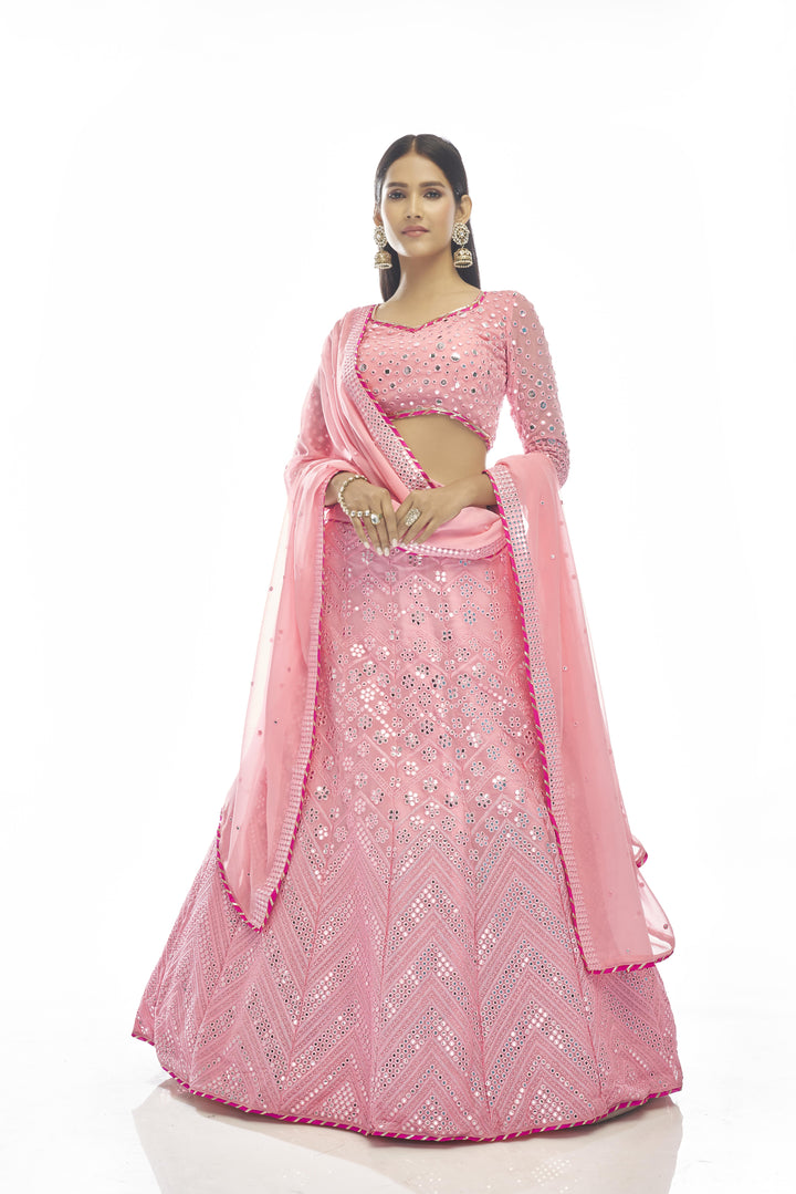 Designer Baby Pink Georgette Lehenga Choli | Perfect for Weddings & Festive Events