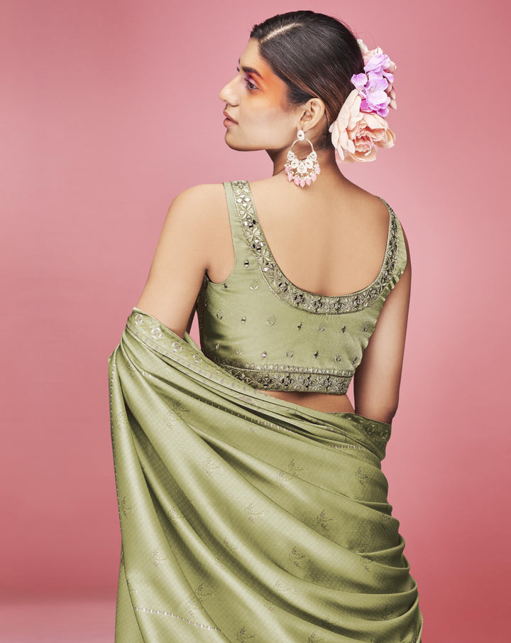 Olive Art Silk Lehenga Choli | Designer Thread & Hand Work party Wear