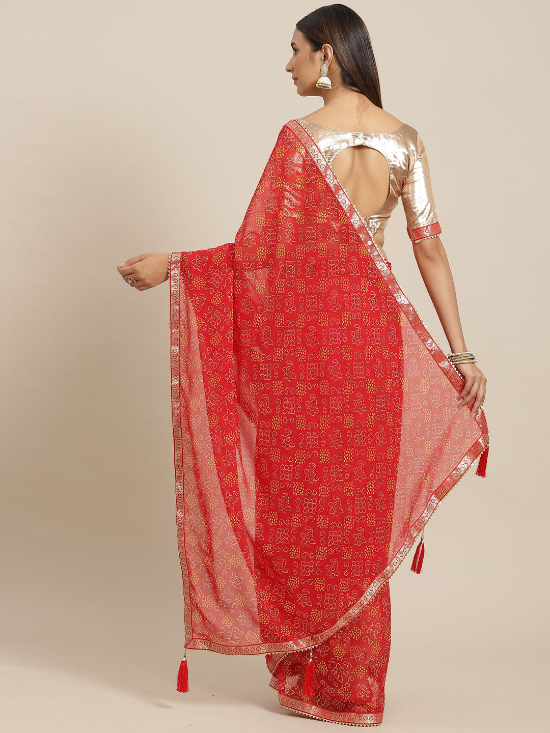 Designer Printed Georgette Saree | Art-Silk Blouse | Wedding & Festive Wear