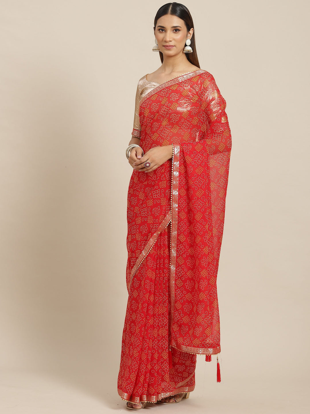 Designer Printed Georgette Saree | Art-Silk Blouse | Wedding & Festive Wear