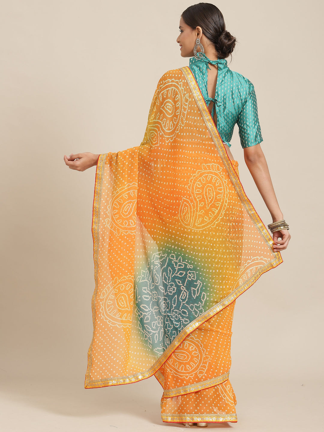 Designer Georgette Saree with Art-Silk Blouse | Wedding & Festive Wear | Embroidery & Print