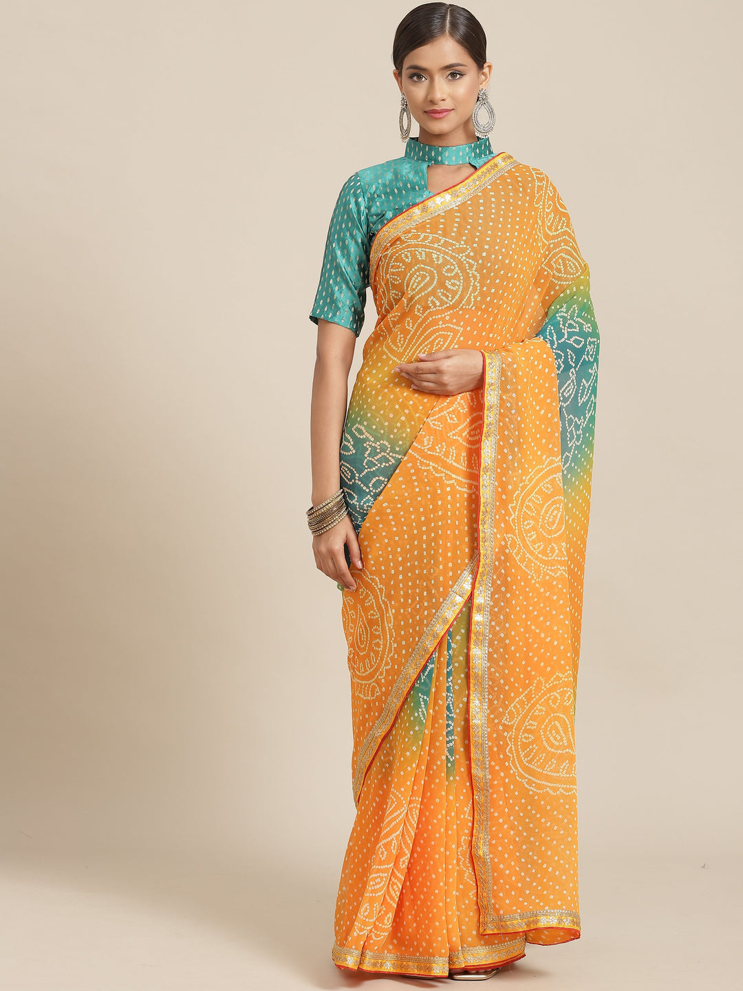 Designer Georgette Saree with Art-Silk Blouse | Wedding & Festive Wear | Embroidery & Print