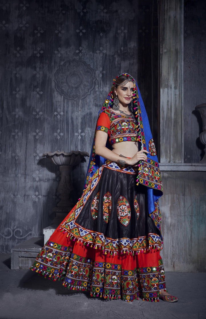 Designer Art Silk Lehenga Choli set |  Gamthi Embroidery for Traditional Wear