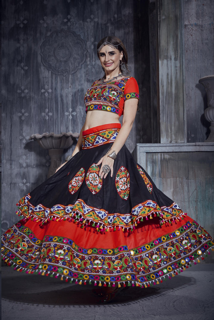 Designer Art Silk Lehenga Choli set |  Gamthi Embroidery for Traditional Wear