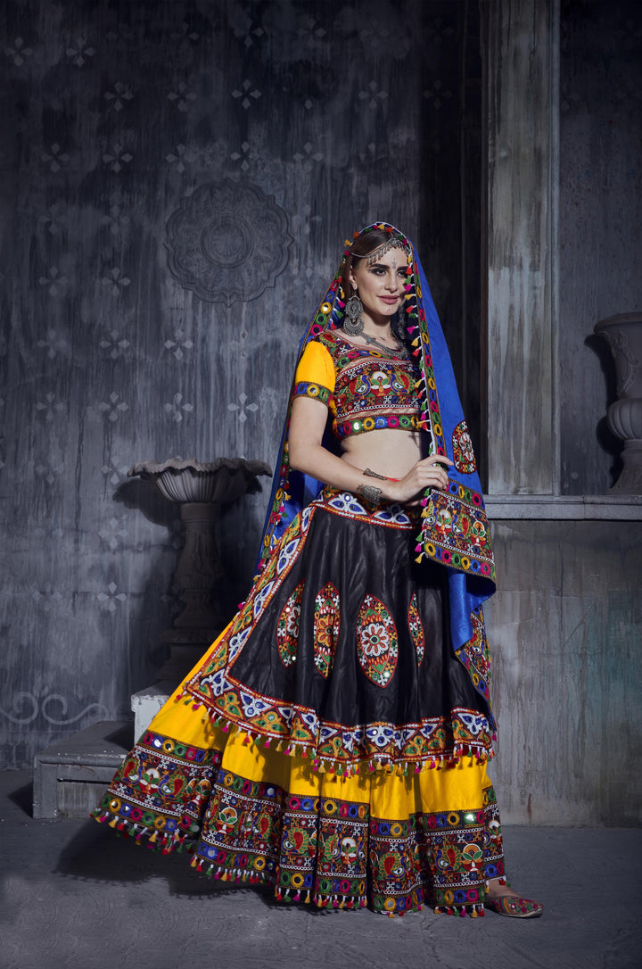 Designer Art Silk Lehenga Choli set |  Gamthi Embroidery for Traditional Wear