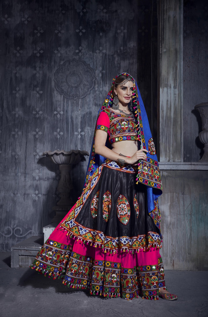 Designer Art Silk Lehenga Choli set |  Gamthi Embroidery for Traditional Wear