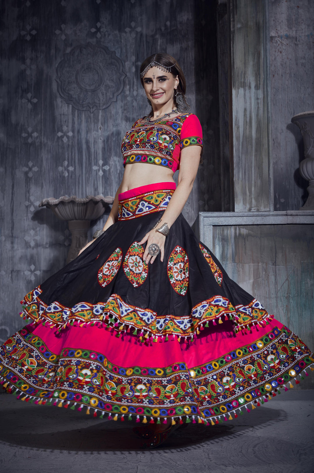 Designer Art Silk Lehenga Choli set |  Gamthi Embroidery for Traditional Wear