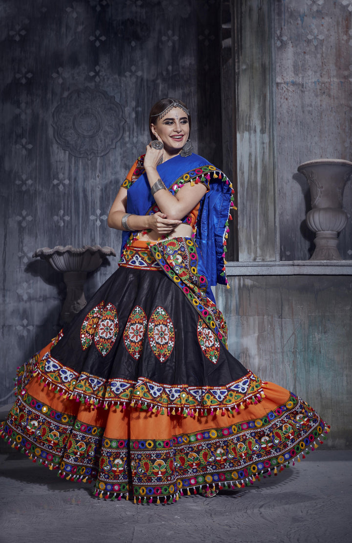 Designer Art Silk Lehenga Choli set |  Gamthi Embroidery for Traditional Wear