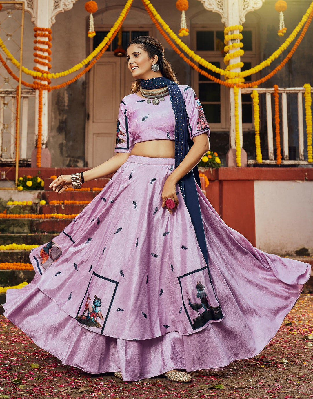 Traditional Silk Lehenga Set | Elegant Design with Blouse and Dupatta for festive look