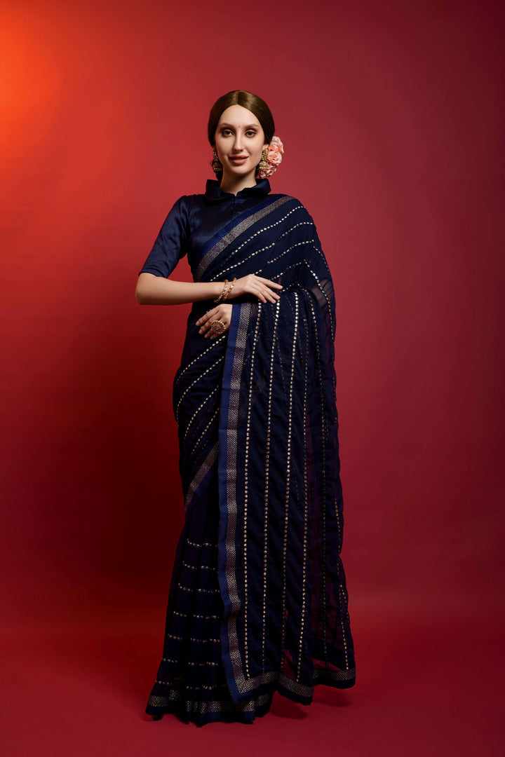 Luxurious Georgette Saree with | A Captivating Traditional Ensemble