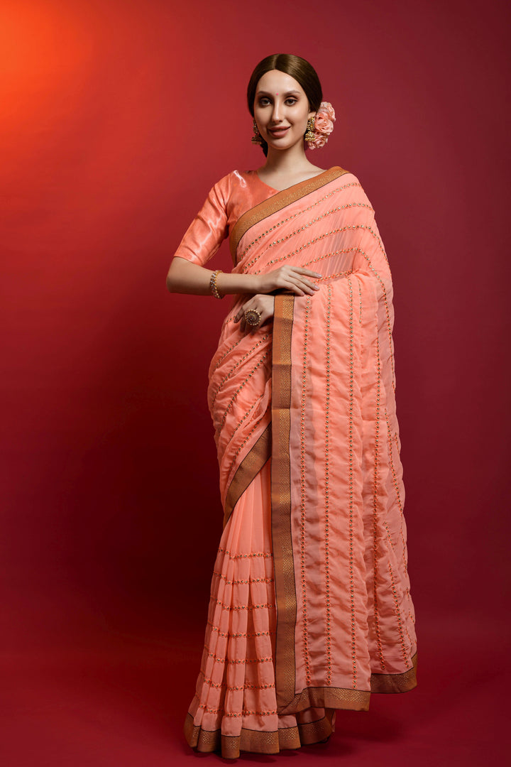 Luxurious Georgette Saree with | A Captivating Traditional Ensemble