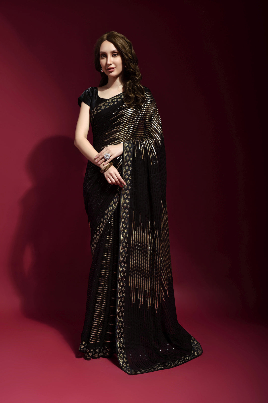 Luxurious Georgette Saree with | A Captivating Traditional Ensemble